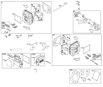 Cylinder Head Group Diagram and Parts List for 61E877-0111-J1 400000 - 699999 Briggs and Stratton Engine